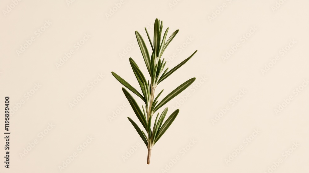 Fototapeta premium An isolated rosemary sprig on a transparent background, showcasing its fresh green leaves. The image has a clean and minimalist appearance.