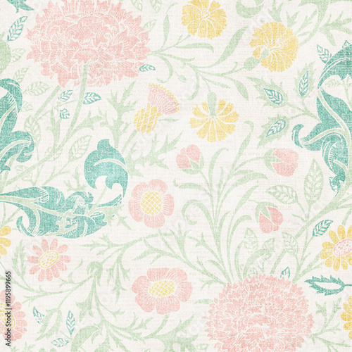 Wallpaper Mural Garden floral paper, seamless fabric with ornamental pattern  Torontodigital.ca