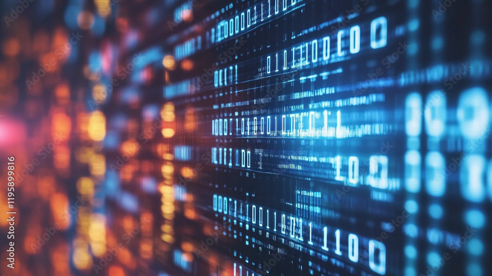 Exploration of digital landscapes with binary code in a Matrix setting. Generative AI Exploration of digital landscapes with binary code in a Matrix setting. Generative AI
