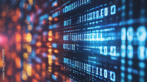 Exploration of digital landscapes with binary code in a Matrix setting. Generative AI