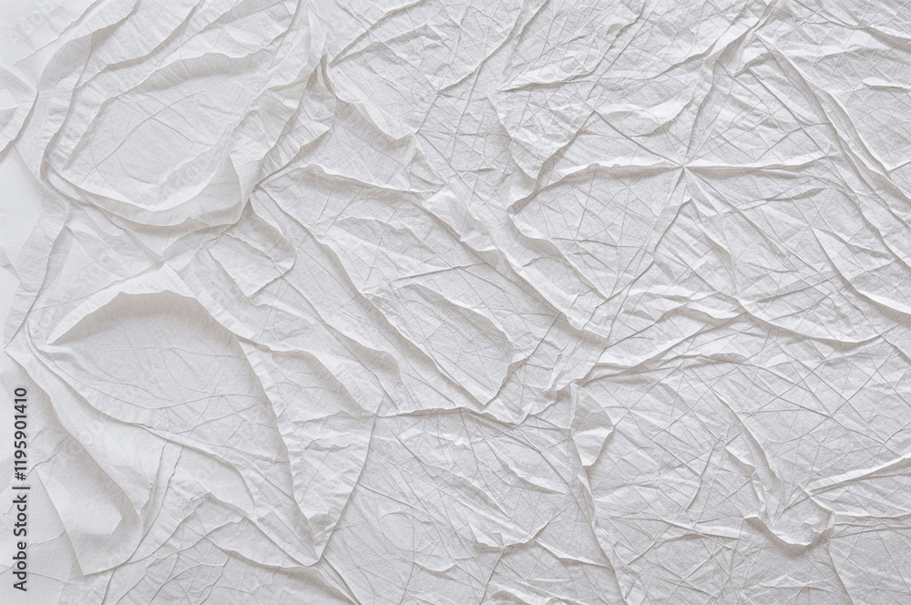 Crinkled white paper texture fills the entire background. Crinkled white paper texture fills the entire background.