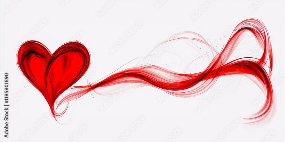 Elegant red swirls converge into a distinct heart shape, set against a pristine white background, encapsulating a sense of fluid love and artistry. Elegant red swirls converge into a distinct heart shape, set against a pristine white background, encapsulating a sense of fluid love and artistry.