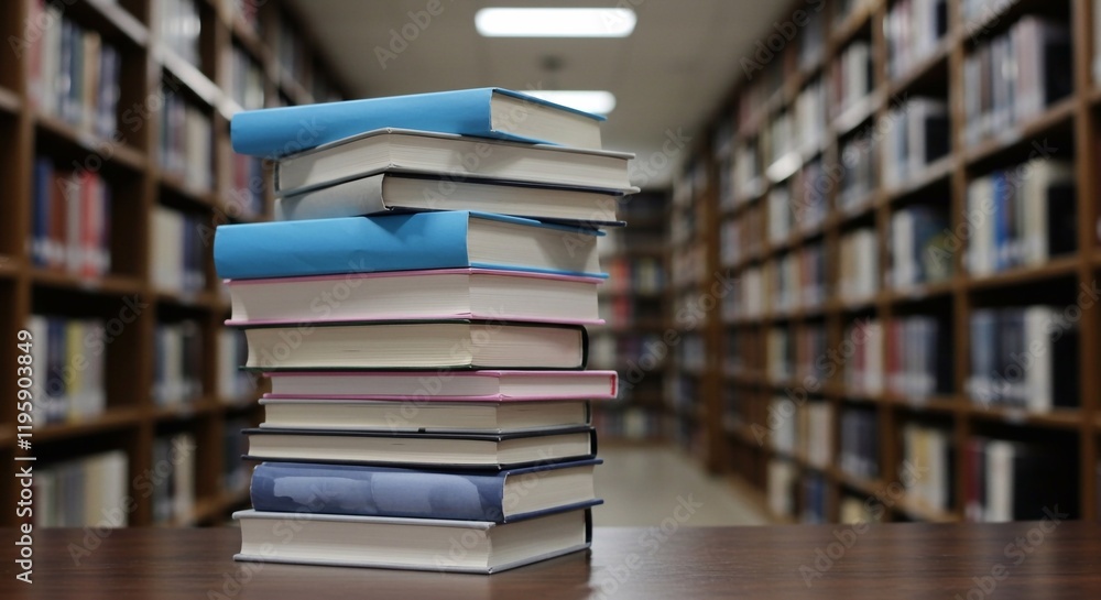 Book stack on the desk in public library
Book stack on the desk in public library