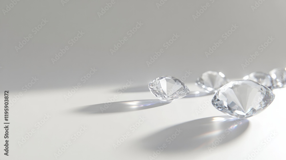 On a clean white surface, sparkling diamonds stand out on their own. On a clean white surface, sparkling diamonds stand out on their own.