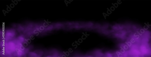 Purple smoke on the floor, mist in the room or on the stage. Fog atmosphere effect. Vector illustration.