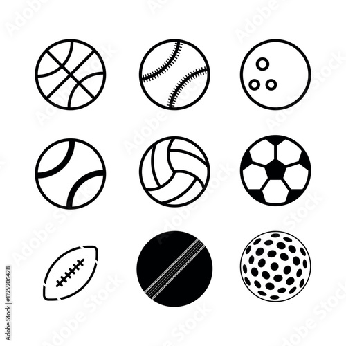 Sports Balls Vector Icon Set Bandel