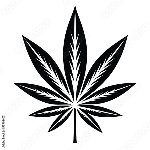 marijuana silhouette, cannabis hemp leaf icon, marijuana flat icon vector  