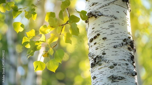 A quaking aspen tree with distinctive white bark