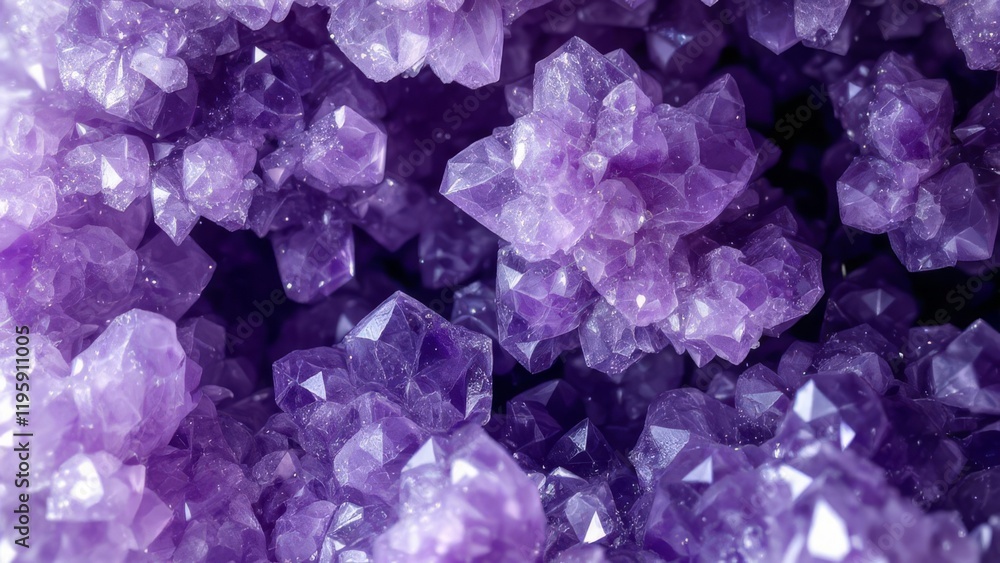 Close-up view of a cluster of vibrant purple amethyst crystals with sharp geometric shapes Close-up view of a cluster of vibrant purple amethyst crystals with sharp geometric shapes