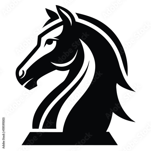 black chess knight horse warrior silhouette logo, chess knight silhouette vector  