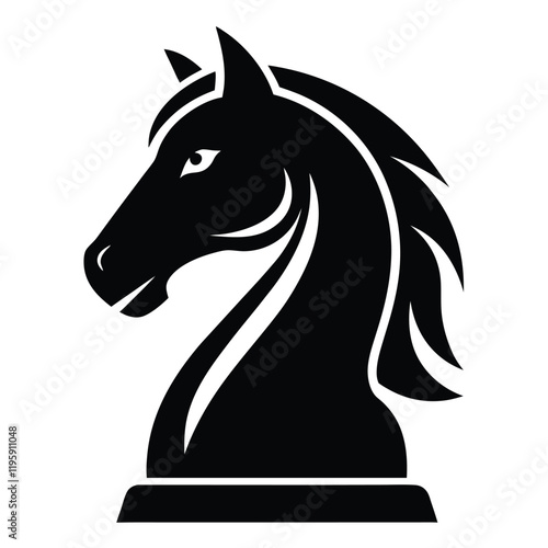 black chess knight horse warrior silhouette logo, chess knight silhouette vector  