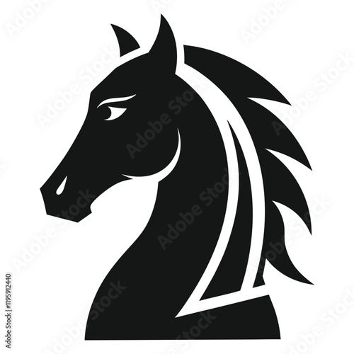 black chess knight horse warrior silhouette logo, chess knight silhouette vector  