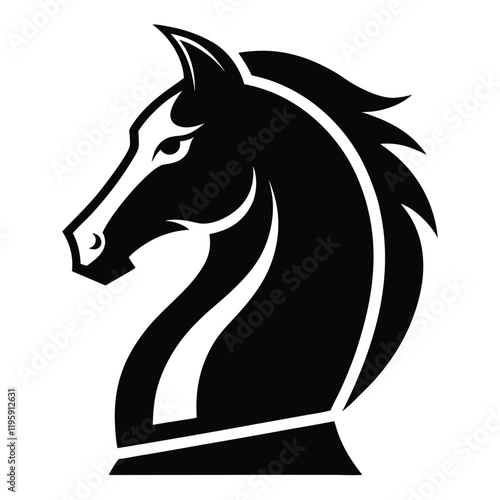 black chess knight horse warrior silhouette logo, chess knight silhouette vector  