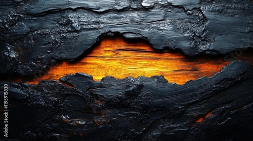 Glowing Embers in Charred Wood Texture: Dark and Dramatic Background