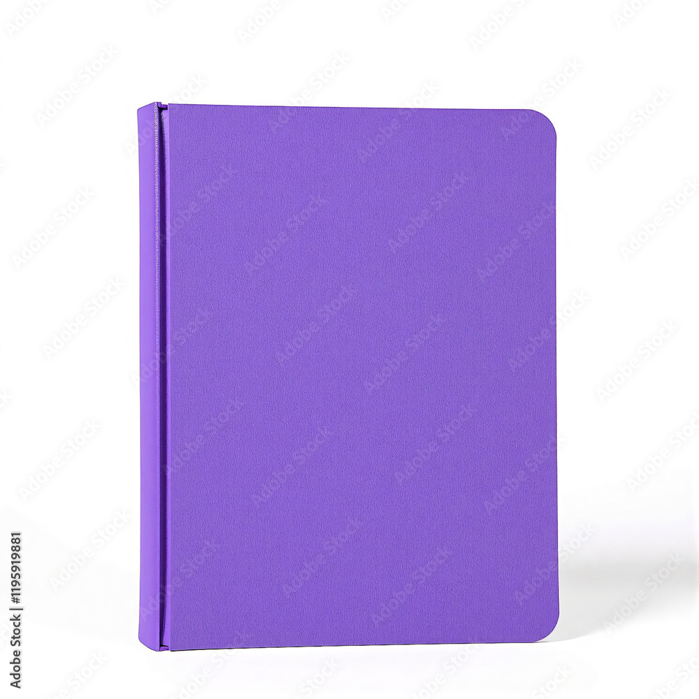 A vibrant purple binder with a smooth cover, centered and isolated on a white background. A vibrant purple binder with a smooth cover, centered and isolated on a white background.