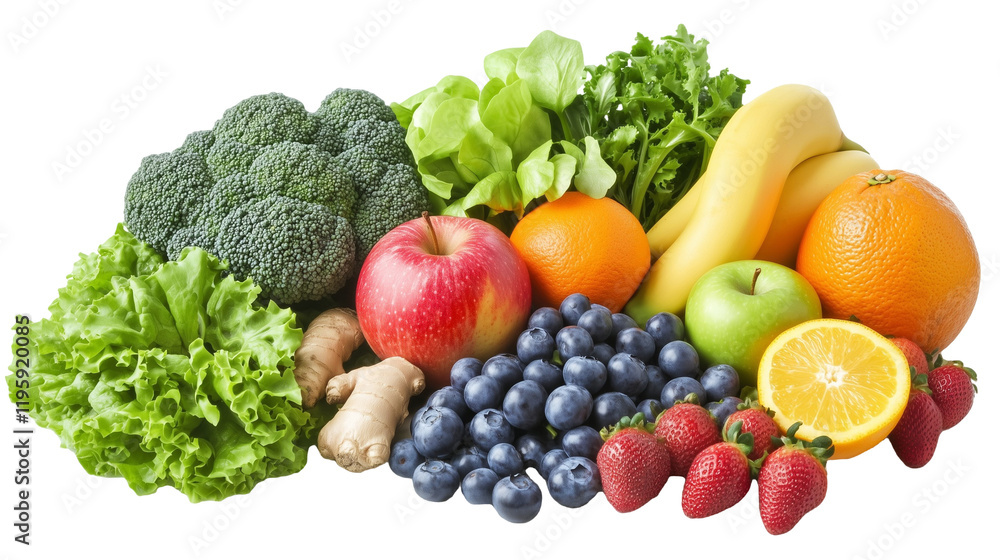 Cfresh fruits and vegetables, isolated on tranparent background. Ai Generate Cfresh fruits and vegetables, isolated on tranparent background. Ai Generate