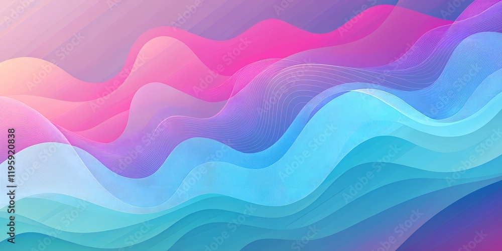Vibrant abstract waves in shades of pink and blue create a calm and dynamic atmosphere Vibrant abstract waves in shades of pink and blue create a calm and dynamic atmosphere