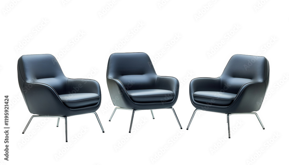 Obraz premium Modern Dark Leather Armchairs Office Lounge Furniture Set