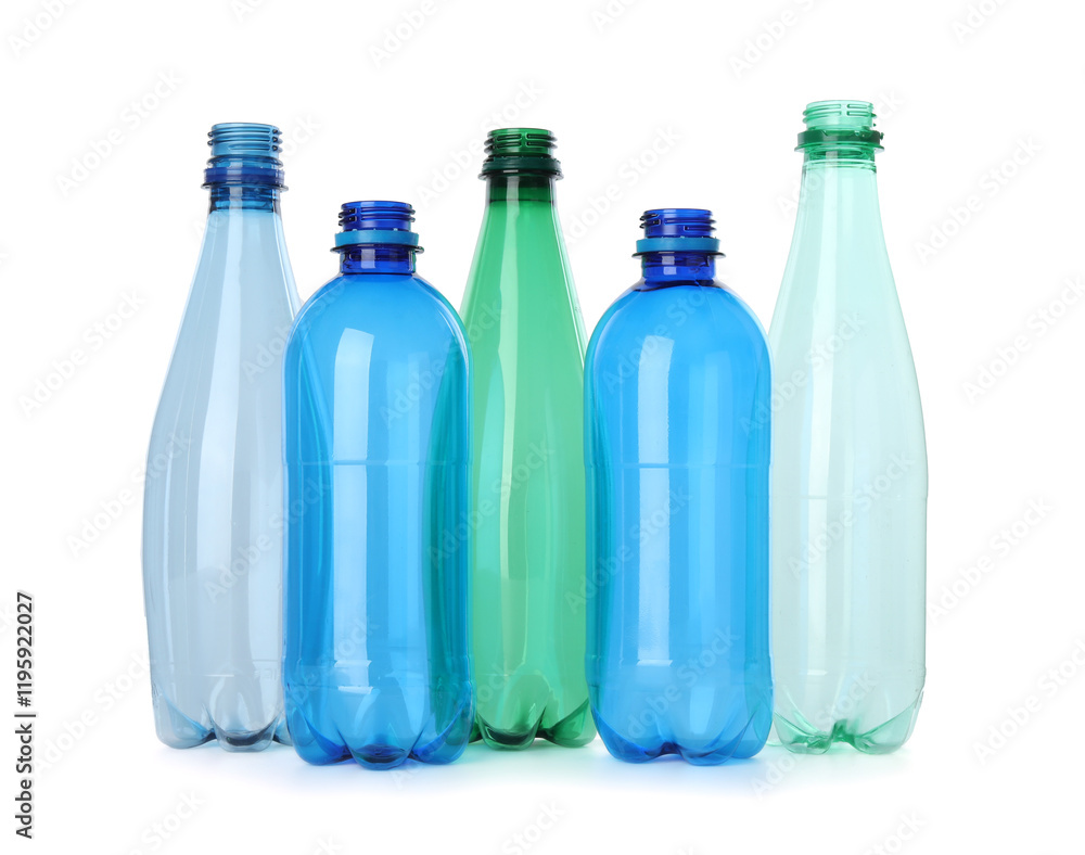 Many empty plastic bottles isolated on white Many empty plastic bottles isolated on white