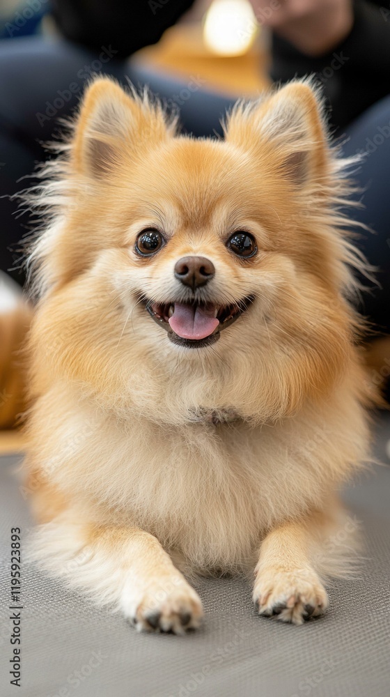 A fluffy dog smiles sweetly. AI. A fluffy dog smiles sweetly. AI.