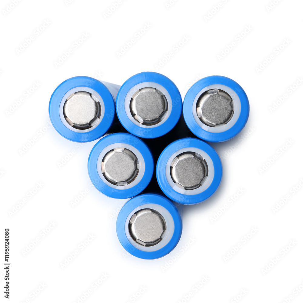 Many AA cell batteries isolated on white, top view Many AA cell batteries isolated on white, top view