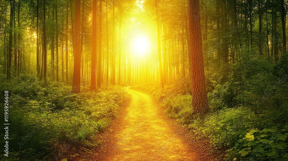 Obraz premium Sunlit Path Through Forest