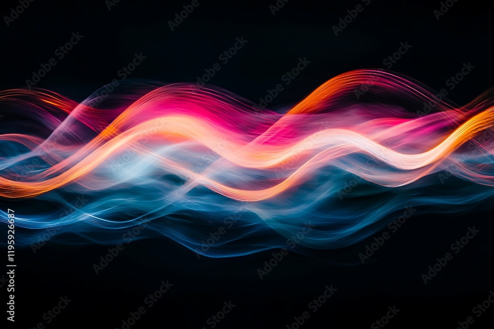 Abstract background colorful waves show in darkness Abstract background colorful waves show in darkness