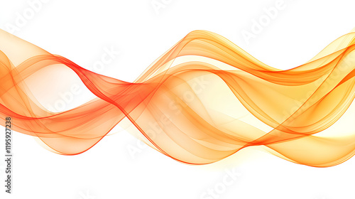 Abstract orange and yellow waves flowing on white background.