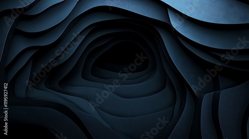 Abstract background in paper cut 3D wallpaper with cut-out deep waves Modern cover with smooth shadow in blue color photo