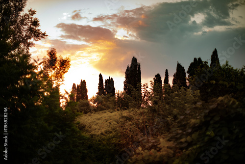 sunset in the mountains