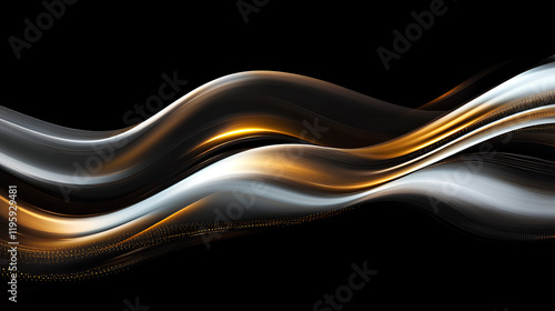 Wallpaper Mural Abstract gold and silver waves on black background. Torontodigital.ca