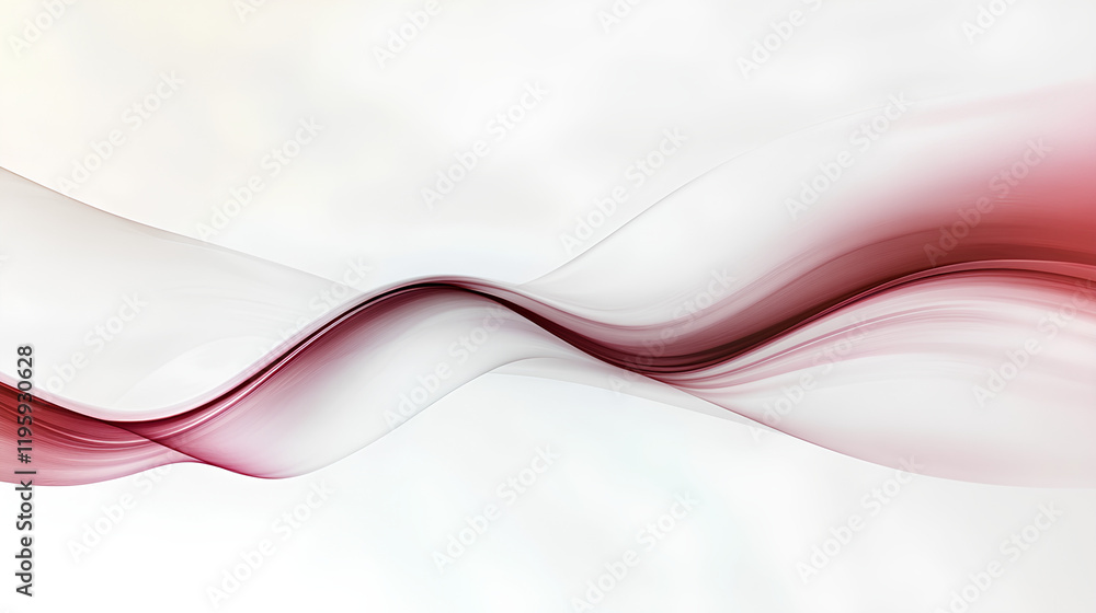 Naklejka premium Abstract red wave flowing on white background.