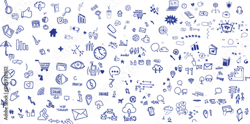 Set of hand drawn manga comic book emotion effects. Hand drawn line or outline anime elements. Doodle vector icons and sign facial expression of fear,