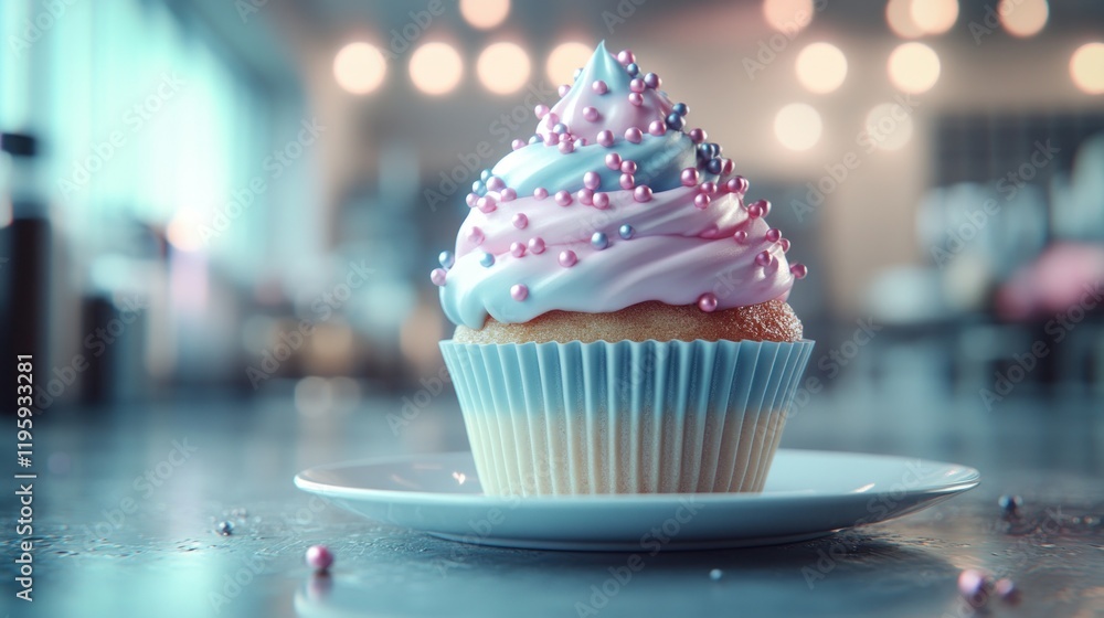 Pink blue cupcake bakery counter dessert Pink blue cupcake bakery counter dessert