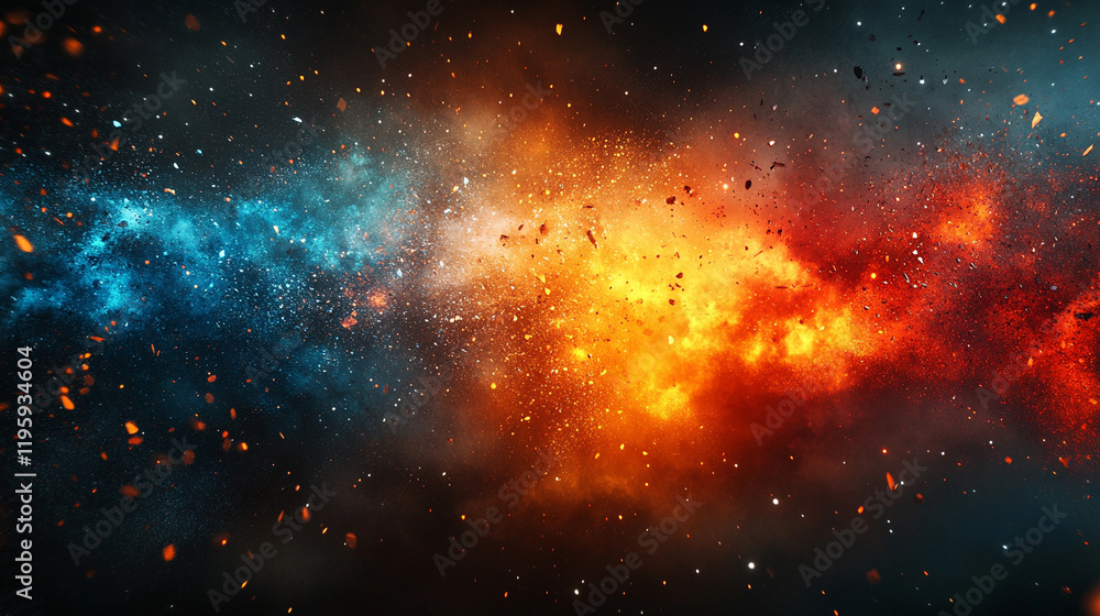 Fototapeta premium Exploding ice shards captured in motion symbolize the power and beauty of frozen elements in a dynamic scene with a bright background and blurred chaos creating a captivating, energetic composition