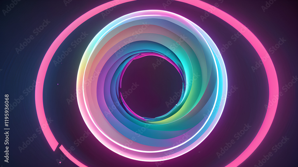 Abstract colorful swirling neon circle. Abstract colorful swirling neon circle.