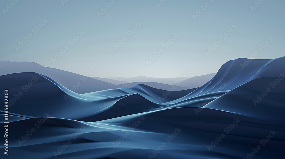 Abstract Blue Mountain Landscape, Digital Art Abstract Blue Mountain Landscape, Digital Art