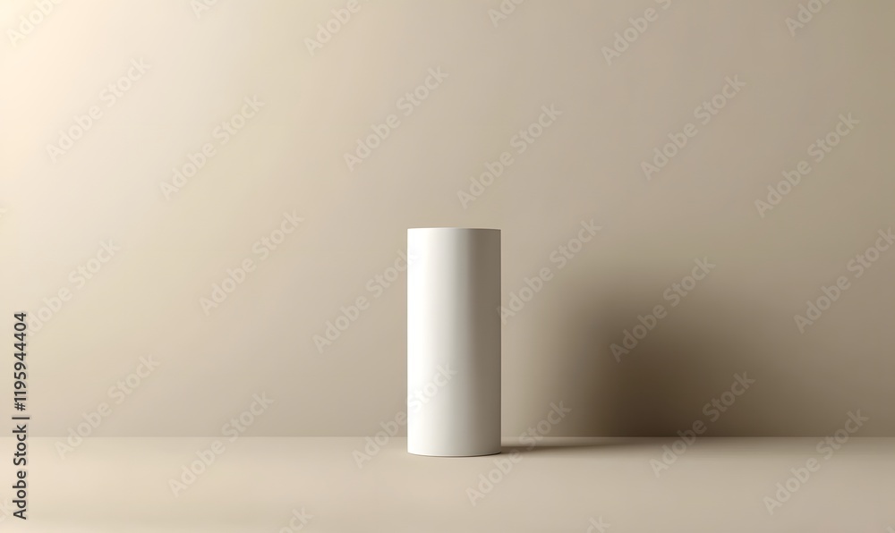 White cylindrical container on beige background. (1) White cylindrical container on beige background. (1)