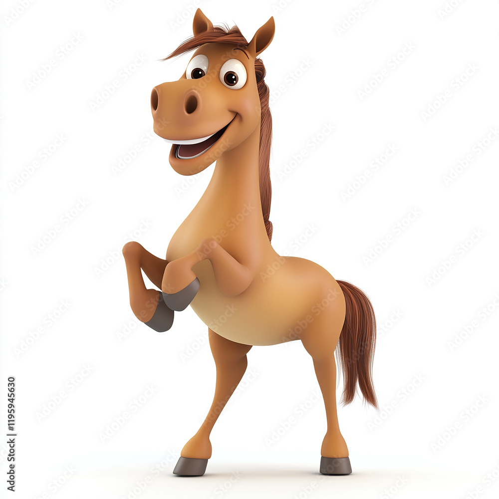 horse, cartoon horse, 3D horse, playful horse on white background, 3D cartoon horse, cartoon horse, 3D horse, playful horse on white background, 3D cartoon