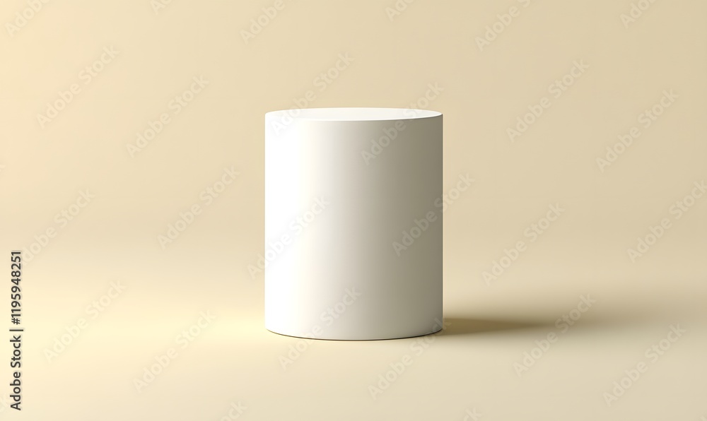 White cylinder on beige background. White cylinder on beige background.