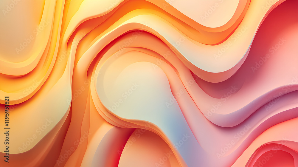 Fototapeta premium Abstract wavy orange and pink background.