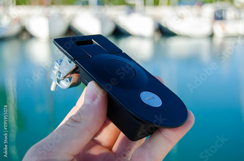 New black lever lock for the yacht's locker