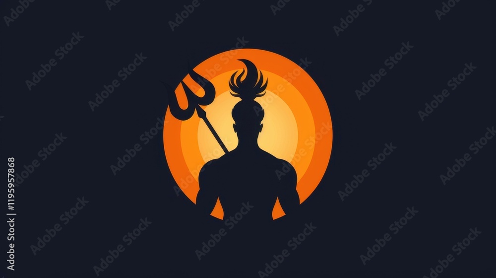 Φωτογραφία Celebrate Ram Navami with a vibrant modern illustration featuring the silhouette of a divine hero, embodying hope and joy