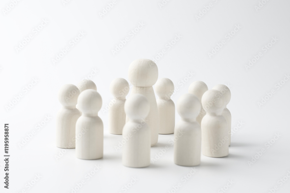 Big human figure among smaller ones on white background. Competition concept Big human figure among smaller ones on white background. Competition concept