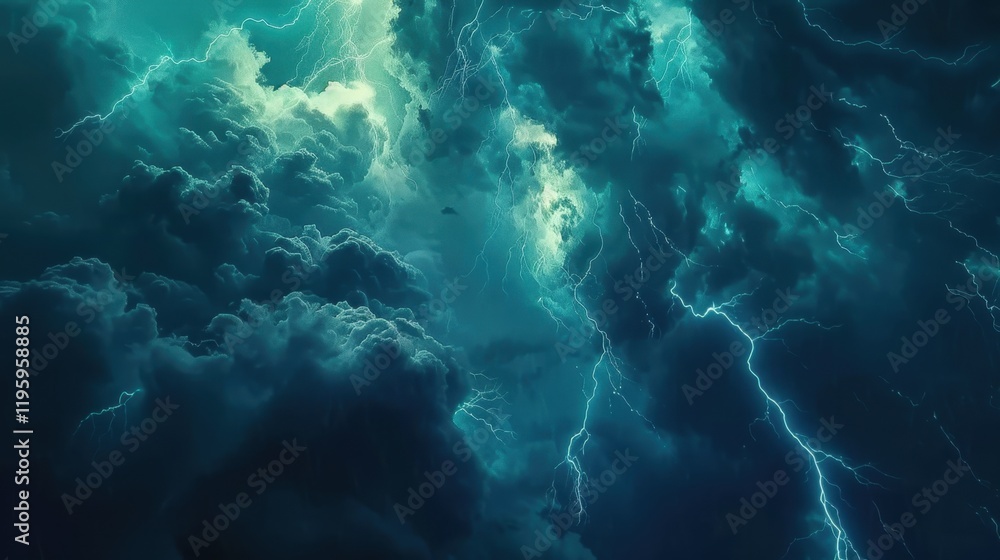 Dramatic Thunderstorm Sky with Lightning Bolts. Dramatic Thunderstorm Sky with Lightning Bolts.