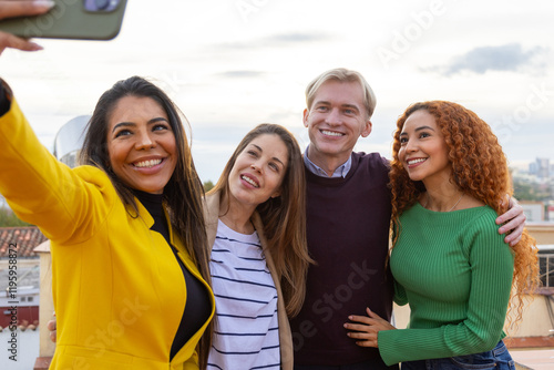 Friends Capturing Joyful Moments at a Festive Celebration photo