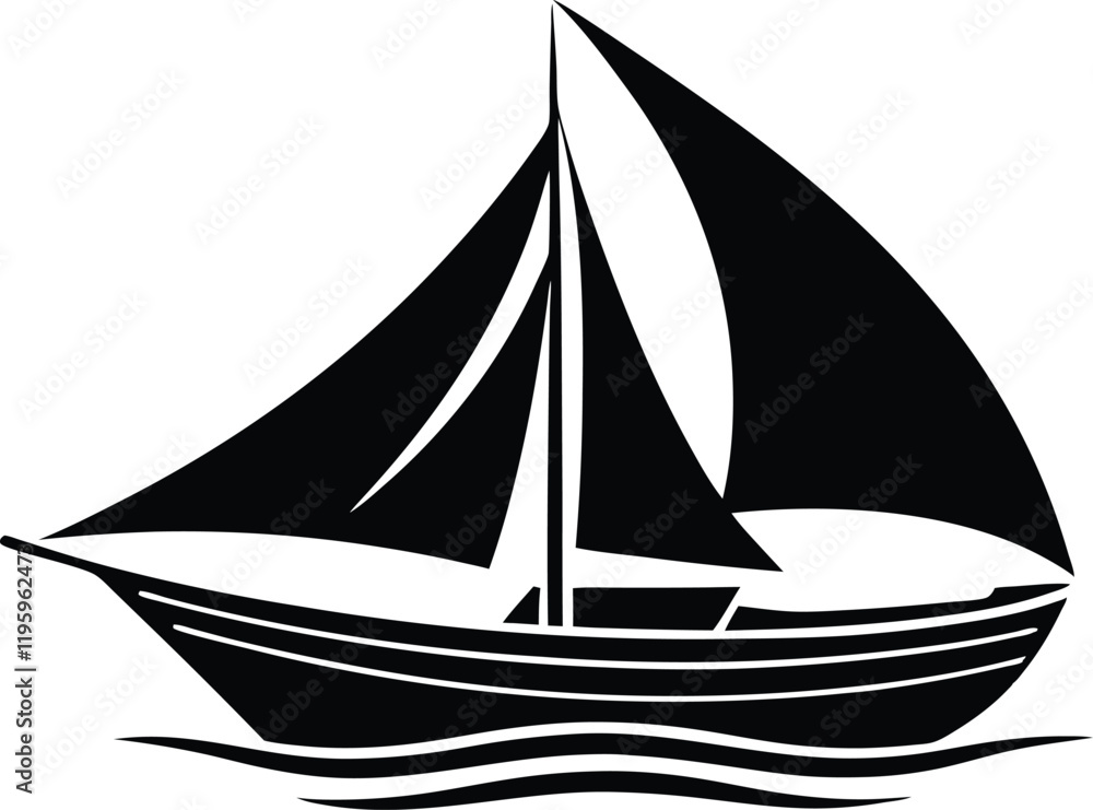 Fototapeta premium a sailboat vector silhouette isolated on white