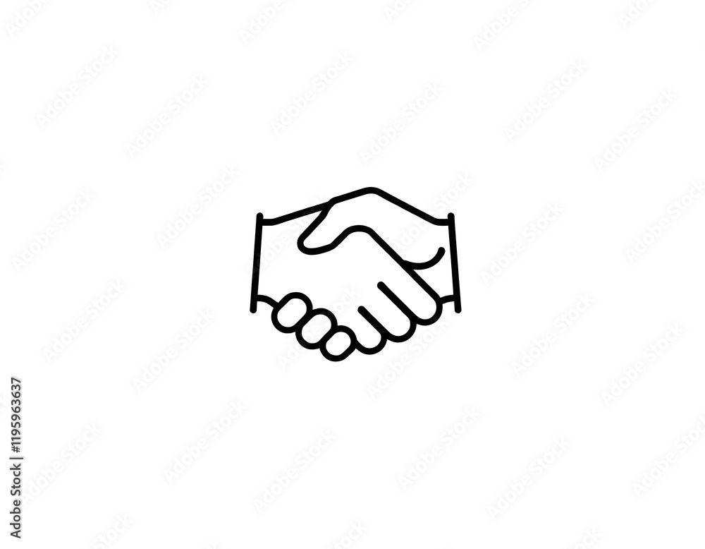 Modern Handshake Icon Representing Partnership and Collaboration, Isolated on White Background Modern Handshake Icon Representing Partnership and Collaboration, Isolated on White Background
