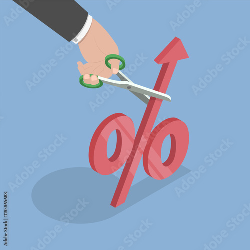 3D Isometric Flat Vector Illustration of Preventing Inflation Hike, Stop The Rise In Prices
