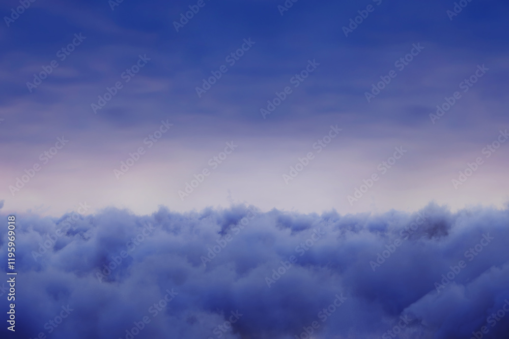 blue hour sky with fluffy clouds and bright horizon. 3D Rendering blue hour sky with fluffy clouds and bright horizon. 3D Rendering